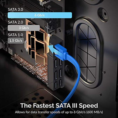 SABRENT SATA III (6 Gbit/s) Straight Data Cable with Locking Latch for HDD/SSD/CD and DVD Drives + SATA III (6 Gbit/s) Right Angle Data Cable with Locking Latch