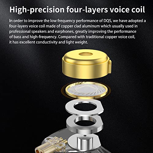 KZ DQS Wired Earbuds Dynamic Driver in Ear Monitor Headphone Semi-Open HiFi Bass Earphone 2pin 3.5mm Gaming Earbuds for Singers Musicians - color: DQS Black, style: no Mic