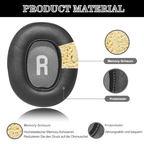 Aiivioll Replacement Ear Pads for JBL Tune 700BT, 710BT, 720BT, 750BTNC, 760NC Headphones, Protein Leather & Noise Isolation Foam (Black) - color: Black, size: Tune 700BT