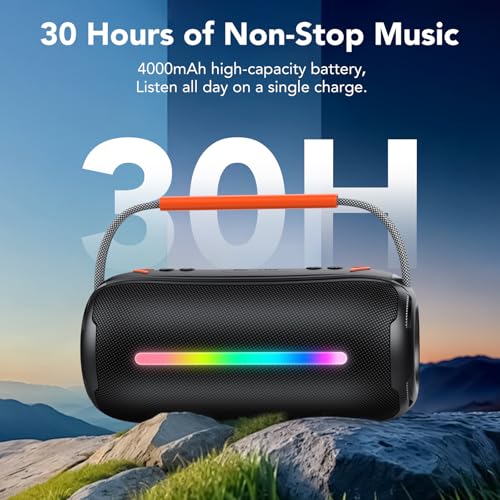 aowoka Bluetooth Speaker Portable Wireless Bluetooth Speakers with HD Stereo Sound, BT 5.4 TWS Pairing, IPX7 Waterproof, 30H Battery Life with Led Light for Outdoor/Party/Sport/Travel/Gifts