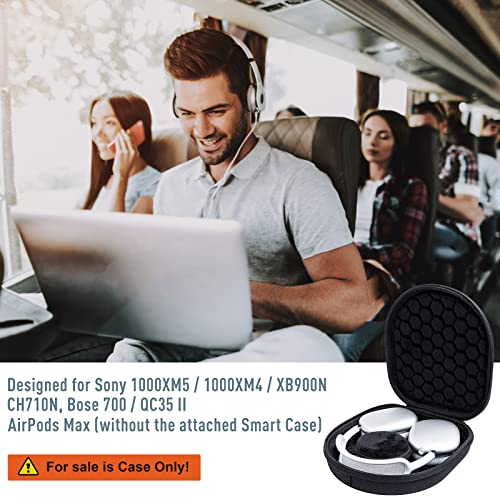 ProCase Hard Travel Case for Sony Headphones -Black | Fits WH-CH720N/WH-CH710N/WH-CH520/WH-CH510/WH-1000XM5/WH-1000XM4/WH-XB910N & Bose 700, Carrying Bag with 2 Dust Covers - color: Black