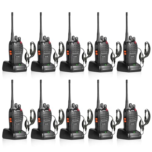 666S 10 Pack walkie talkies for Adults Long Range Rechargeable with Headphones and Li-ion Battery,Two Way Radio has VOX/Noise Reduction/TOT/Flashlight/Monitoring/Scan Function（10 Pack） - style: 666S10-pack