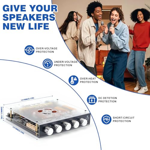 790W 2.1-Channel Mini Bluetooth Amplifier with TWS – 220W×2 + 350W Subwoofer Bluetooth/FM/USB/AUX, IR Remote, DC16–38V, ≥10A,Powerful Deep Bass for DIY Speakers & Home Audio - color: Black SZM-AS21 II