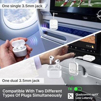 Beeitzie Ultra Bluetooth 5.4 Transmitter & Receiver,2-in-1 Wireless Audio Transmitter for TV/PC/Airplane, Dual Pairing for AirPods/Headphones, AptX LL& HD, Aux for Home/Car Stereo & Speakers