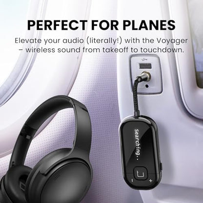 Avantree Voyager Airplane Bluetooth Adapter with OLED Display | Easy Pairing for AirPods, Bose & Bluetooth Headphones, aptX Adaptive & Auracast Audio Transmitter for Flights & Travel - color: Black