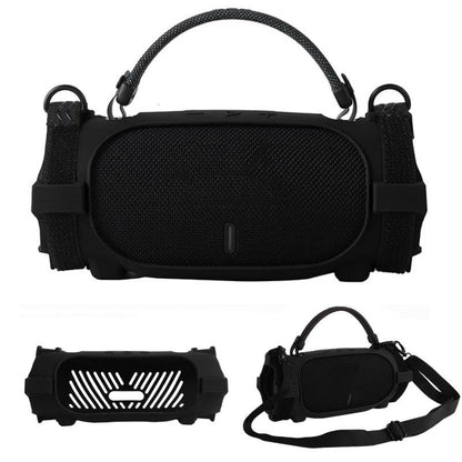 Silicone Case Cover for JBL Charge 6 Portable Bluetooth Speaker, Soft Protective Sleeve Travel Carrying Protective Cover Speaker Silicone Case with Shoulder Strap and Bike Strap (Black) - color: Black