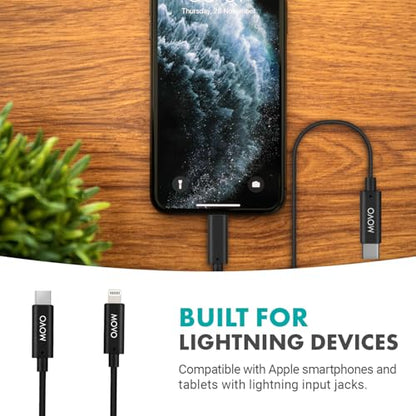 Movo IMA-5 USB-C to 11.8" (30CM) Lightning Microphone Adapter Cable – Connect USB-C Shotgun Mics to iPhone/iPad – Compatible X1, X1-MINI, VXR10-AI, Rode VideoMic NTG, VideoMic GO II