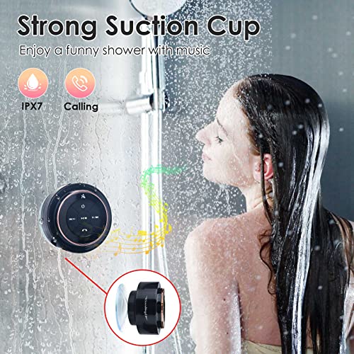 XLEADER SoundAngel Mate(2nd Gen) Pro Shower Speaker, Certified IPX7 Waterproof Bluetooth Speaker, 8W Crystal Sound&Rich Bass, 15H Playtime, with Suction Cup & Silicone Lanyard, Ideal Gifts, Rose Gold - color: C Rose Gold