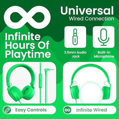 Puro Sound Labs - Kids Headphones, Volume-Limiting 85dB, PuroBasic, Green | Adjustable, Safer & Comfortable Headphones for Kids – Compatible with PCs, Smartphones & Tablets, Ideal for School & Travel - color: Green