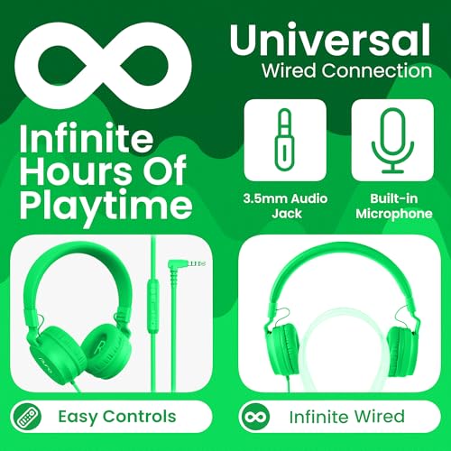 Puro Sound Labs - Kids Headphones, Volume-Limiting 85dB, PuroBasic, Green | Adjustable, Safer & Comfortable Headphones for Kids – Compatible with PCs, Smartphones & Tablets, Ideal for School & Travel - color: Green