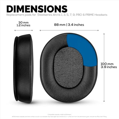 Gaming Gel Earpads for SteelSeries Arctis 1, Arctis 3, Arctis 5, Arctis 7, Arctis 9X, Arctis Pro & Arctis Prime Headset Headphone Earpads, Memory Foam & PU Leather (Black) - color: Black Gaming