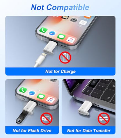 Lightning to USB C Audio Adapter for Heaphones Support Line Control, 2 Packs USBC Male to Lightning Female Earbuds Adapter, Not for Charging/Data Transfer, USB-C for Apple iPhone 17 16 15/iPad