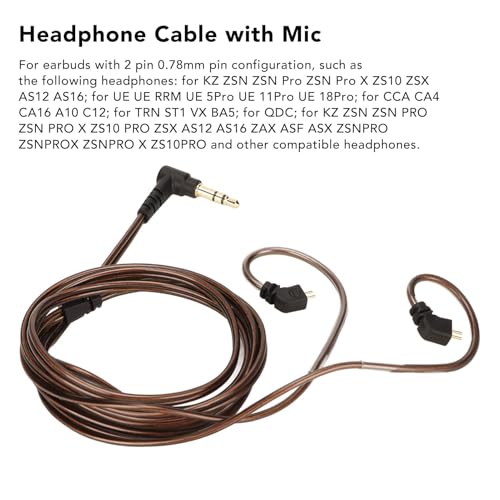 SUNGOOYUE 120cm Bronze 2 Pin 0.78mm Headphone Cable for UE, CCA, TRN, QDC and Other Compatible Earphones