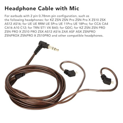 SUNGOOYUE 120cm Bronze 2 Pin 0.78mm Headphone Cable for UE, CCA, TRN, QDC and Other Compatible Earphones