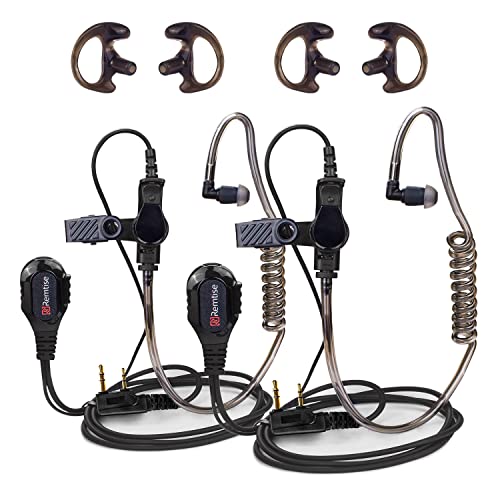 Covert Acoustic Tube Earpiece with Mic for Baofeng UV-5R Walkie Talkies, Surveillance Headset and PTT Compatible with 2 Way Radios Brands Baofeng and Kenwood, Puxing, Wouxun (2 Pcs-Black) - color: Black