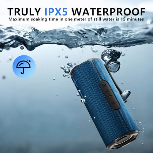 BYANDBY Bluetooth Speaker with IPX5 Waterproof 2 Portable, Long Playtime, Wireless Stereo Pairing, 12W Stereo Sound, BT 5.3, Bassup, Electronics for Home, Shower, Outdoors, Travel(Blue) - color: Blue