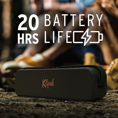 The Klipsch Detroit Portable Bluetooth Speaker with Dual 1" tweeters and 3" woofers, IP67 dust and Waterproof Rating, 20 Hours of Playtime for a Premium Live Concert Experience
