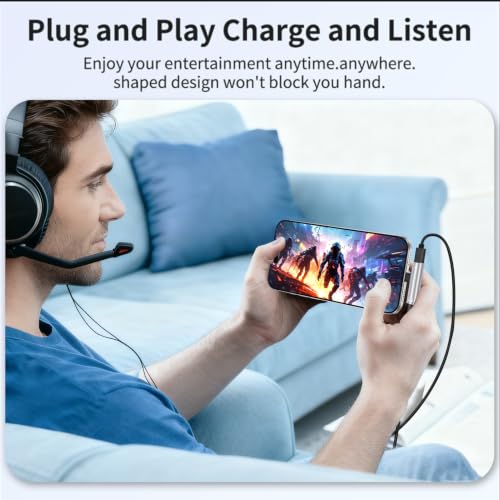 [Apple MFi Certified] Lightning to 3.5mm Headphone and Charger Adapter | 2-in-1 Lightning to Aux Jack Adapter & Fast Charger iPhone Dongle Audio Splitter for iPhone 14 13 12 11 Pro XR XS Max X 8 7 6 - color: Blue