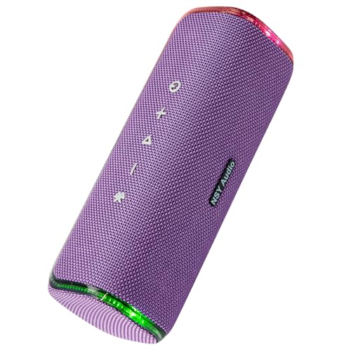40W Bluetooth Shower Speaker, IPX7 Waterproof Floating Pool Speaker with Interactive Tap-to-Play Drum Beats, 25H Playtime, LED Lights, Built-in Mic for Hands-Free Calls in Bathroom, Purple - color: Purple