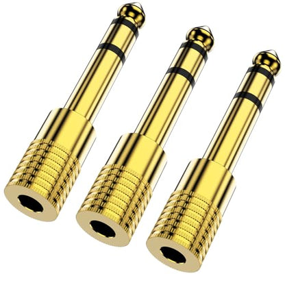 BERLAT Gold Plated 1/4 to 3.5mm Adapter, 6.35mm (1/4 inch) Male to 3.5mm (1/8 inch) Female Stereo Audio Adapter for Aux Cable, Guitar Amplifier, Headphone - 3 Pack - color: 3pack Plug and Play