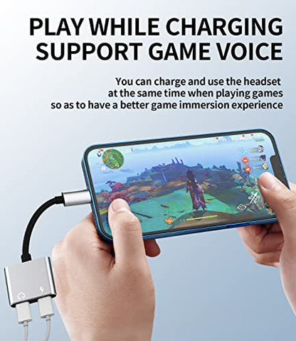 Iphone Dual Lightning Headphone Splitter 2in1 Audio Charge Adapter Dongle Jack Adaptador Para Apple MFI Certified Charging Earphone AUX Cable Connector for 14 13 12 11 Pro Max Mini 7 8 Plus X Xr Xs Se