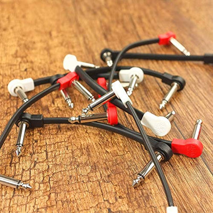Flat Low Profile Guitar Patch Cable 8 inch for Effects Pedals, S-Shape, 1/4 inch Right-Angle, Black, 3-Pack New Version - color: Black, size: 8"(S-Shaped)