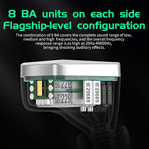 Kinboofi KZ AS16 PRO in Ear Headphone,8 BA Units on Each Side Wired Earphone with PCB Electronic Frequency Division HiFi IEM Earbuds, KZ Stage Monitor Earphone HiFi Earbuds Headphone (Cyan, No Mic)… | KZ Wired Earbuds with PCB Electronic Frequency Divisio