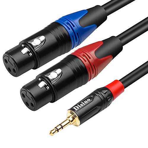 Dual Female XLR to 3.5mm Y-Splitter Cable, Unbalanced XLR Female to 1/8 Inch Mini Jack TRS Stereo Aux Interconnect Audio Mic Breakout Patch Cord - 6.6 Feet/2 Meters - size: 6.6 Feet