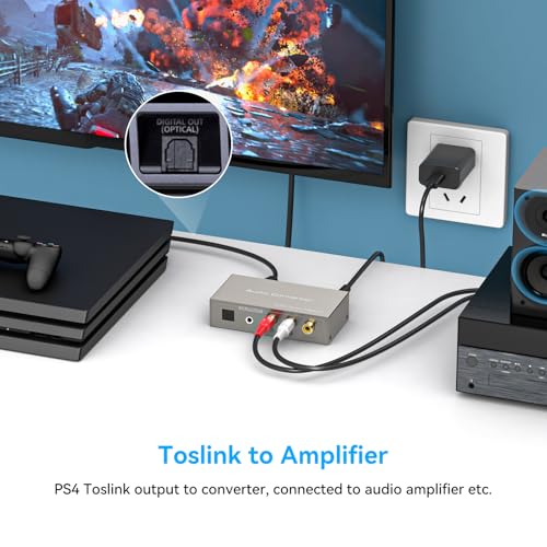 HDMI ARC to RCA Audio Converter 3 in 1 Digital to Analog Audio Converter with Optical Coaxial ARC Input Toslink Coaxial RCA AUX Output Support Dolby DTS LPCM for TV Soundbar Home Theater
