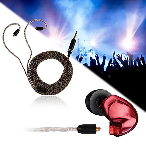 MMCX Connector Silver Plated Pure Copper Earphone Cable for SE215 SE535 SE846, Replacement Detachable Headphone Cable with 3.5mm Plug for High - Fidelity Audio (Black Straight) - size: black straight