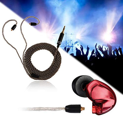 MMCX Connector Silver Plated Pure Copper Earphone Cable for SE215 SE535 SE846, Replacement Detachable Headphone Cable with 3.5mm Plug for High - Fidelity Audio (Black Straight) - size: black straight
