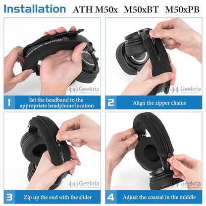 Geekria Flex Fabric Headband Pad Compatible with ATH M50x, M50xBT, M50xBT2, M50x ENSO, M50xPB, M50xWH, M50xBB, M50XSTS-USBMIKU Headphones, Replacement Band Repair Part (Black) - color: Black