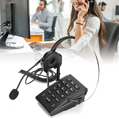 HT700 Corded Telephone with Headset Omnidirectional Microphone Call Center Phone Hands-Free Wired for Office Home, 330° Rotating Headset, Volume Adjustable, No Battery Needed