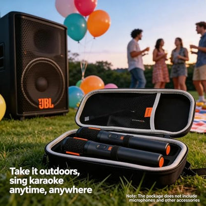 Wireless Microphone Case for JBL Wireless Two Microphone System & PartyBox Wireless Mic, Hard EVA Mic Carrying Case, Dual Mic Bag with EVA Hard Compatible with 10.25-inch Mic - Case Only