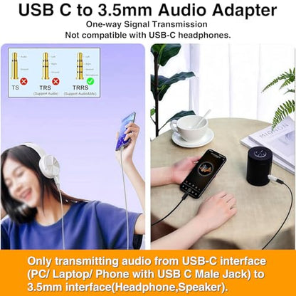 Poyiccot USB C to 3.5mm Headphone Jack Adapter 2 Pack, USB Type C Female to 3.5mm Male Audio Adapter, Type C to AUX Converter HiFi DAC Headphone Jack for iPhone 15,MacBook, Car Audio, White - style: 2 Pack Male to Female White