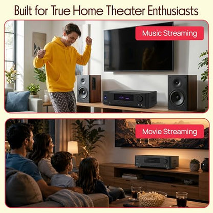 Pyle 9.1 Channel AV Receiver | Audio Amplifier with Subwoofer Output, HDMI 2.1, Bluetooth Streaming | Surround Sound System for TV, Home Stereo Receiver for Home Theater.