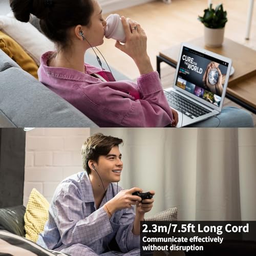 ACAGET USB Computer Headphones for PC Laptop Adjustable Sound & Vocal EQs | Corded Gaming Headset USB A Zoom Meeting Earbuds with Mute Mic & Volume Control HiFi Stereo Laptop Earphones for Dell Surface