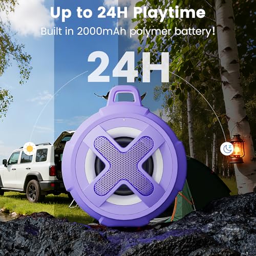 XLeader X8(2 Gen) Upgraded, Bluetooth Shower Speaker, Certified IP67 Waterproof, Small Wireless, Silicone Case, 10W Pro Sound&Deep Bass, 24Hrs Playtime, with Portable Clip, for Beach Kayak Gift Purple - color: D-Purple