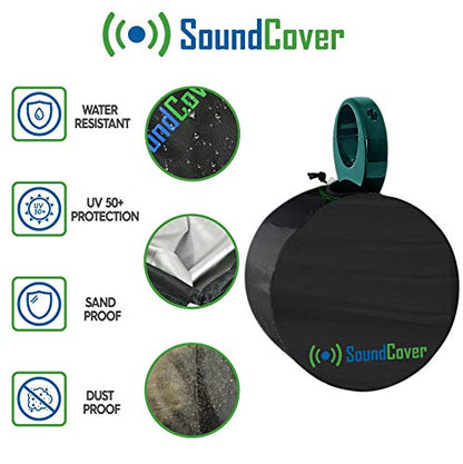 Marine Wakeboard Tower Speaker Covers for 4” & 5” Round Speakers – 210T Polyester with Silver UV Coating – Water-Resistant, Double-Stitched with Drawcord & Fastener – Small Size (Set of 2) - size: Small