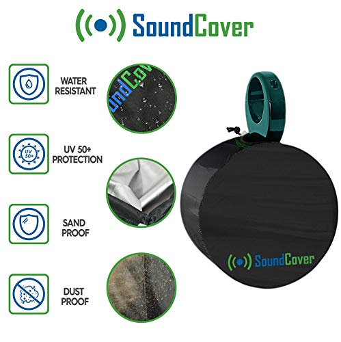 Marine Wakeboard Tower Speaker Covers for 4” & 5” Round Speakers – 210T Polyester with Silver UV Coating – Water-Resistant, Double-Stitched with Drawcord & Fastener – Small Size (Set of 2) - size: Small