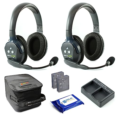 Eartec UL2D Ultralite HD Wireless Intercom Headset System, 2-Person Full Duplex, Dual Ear, DECT Interference-Free, Up to 1000ft Range, Team Communication for Crews - color: Dual, size: 2 x Dual