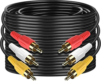 3 RCA Cable Audio Video Composite Male to Male DVD Cable (25 Feet) - size: 25 Feet