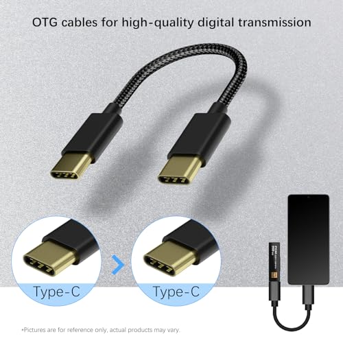 USB Type-C (Male) - Type-C (Male) OTG Braided Adapter Cable, 180° Flexible, Anti-Break Design, Compatible with DAC Digital Music Headphone Amplifier, for KA5 KA3 DC06 UA2 W1,1 pcs