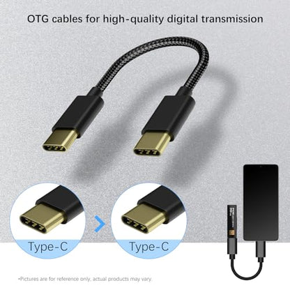 USB Type-C (Male) - Type-C (Male) OTG Braided Adapter Cable, 180° Flexible, Anti-Break Design, Compatible with DAC Digital Music Headphone Amplifier, for KA5 KA3 DC06 UA2 W1,1 pcs