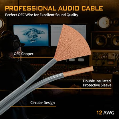 UCINNOVATE Heavy Duty Bi-Wired High-End OFC Speaker Cable 12AWG, 2 Pack Audiophiles HiFi Cold Welding Speaker Cable with Gold-Plated Pin Banana Plugs for Home Theater Surround Speakers 4m / 13.12FT - style: 2x 4m Bi-Wire Speaker Cable