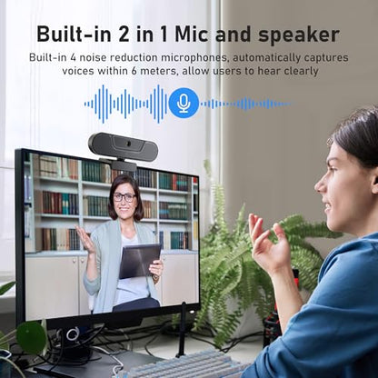 saylas 4K Webcam with Microphone and Speaker, Wide Angle 112°, Remote Control, Autofocus, Digital Zoom, Privacy Cover, Plug & Play Web Streaming Camera for Computer, USB Webcam for Pc - color: 4K/112° FOV