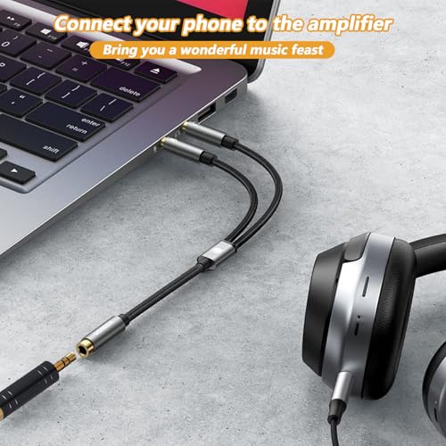 QfwdfcTrenz 6.35mm to 3.5mm Adapter Copper 1/4 to 3.5mm Adapter Stereo 1/4 to-1/8 Audio Adapters 3.5 mm(1/8'') Plug Male to-6.35 mm (1/4'') Jack Female Headphone Jack Adapters for Headphone Amp Black