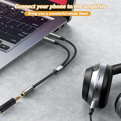 QfwdfcTrenz 6.35mm to 3.5mm Adapter Copper 1/4 to 3.5mm Adapter Stereo 1/4 to-1/8 Audio Adapters 3.5 mm(1/8'') Plug Male to-6.35 mm (1/4'') Jack Female Headphone Jack Adapters for Headphone Amp Black