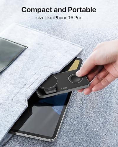 UEQ Foldable 3 in 1 Wireless Charging Station for Apple Magsafe Charger Stand,Fast Magnetic Wireless Charger Station for iPhone 17 Air 16 15 14 13 12 Series,Airpods Pro,Apple Watch Ultra (Pure Black) - color: Carbon Black