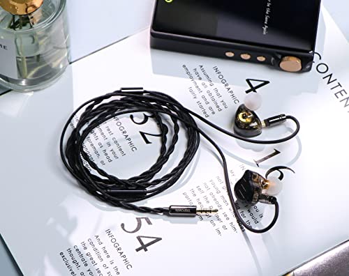 Linsoul Tripowin Zombur 4N OFC in Ear Monitor Cable, 3.5mm Plug, 1.25m | High Purity Oxygen Free Cable HiFi Wired IEM Cable, Cotton Yarn Outer Layer, for Musician Audiophile, w/ Mic, 2pin 0.78mm - size: 2-Pin, style: With Mic
